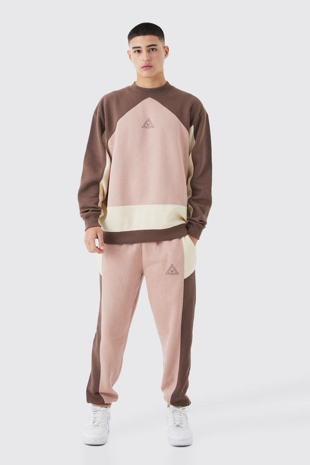 Oversized Extended Neck Colour Block Sweatshirt Tracksuit | boohooMAN USA Product Image