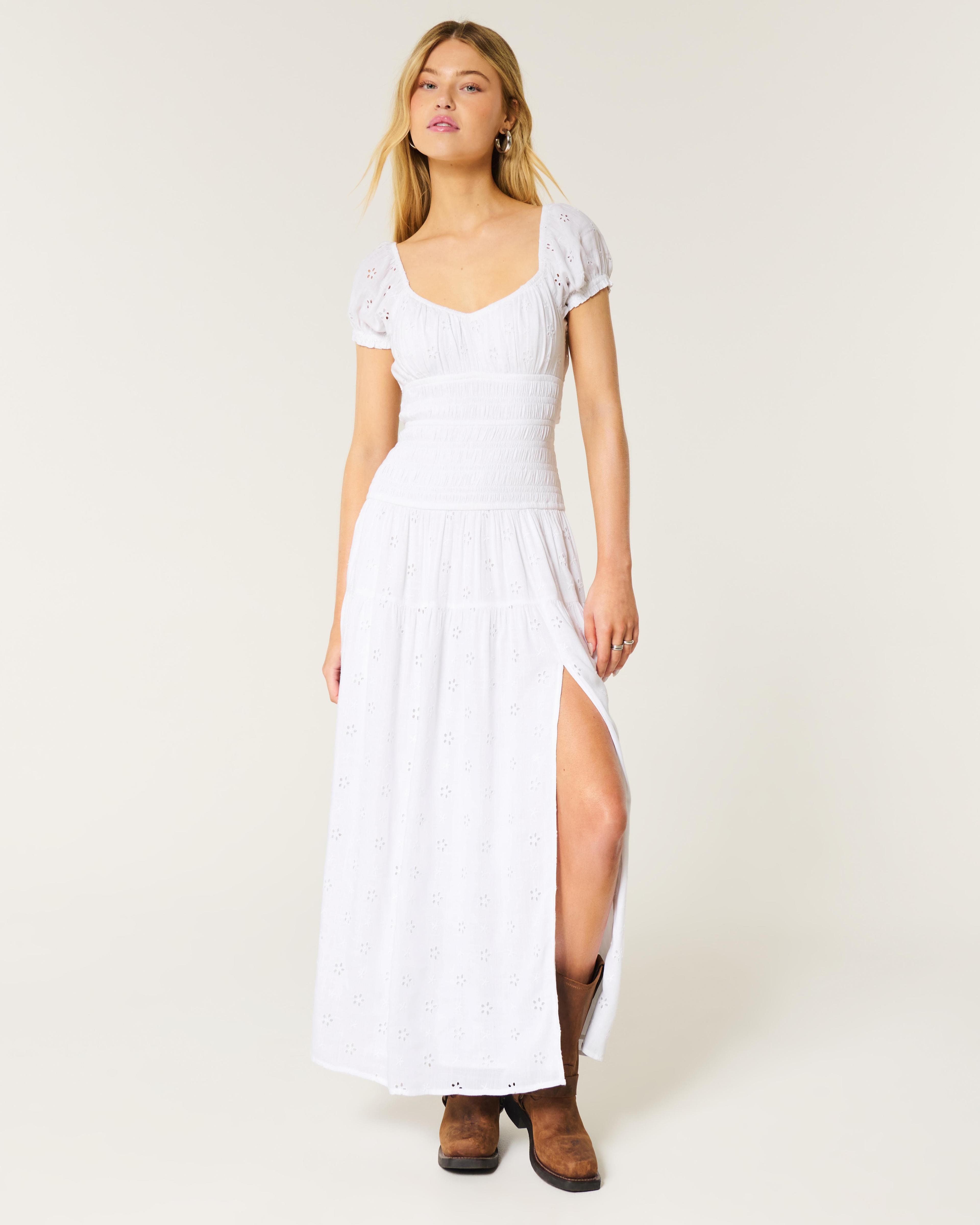 Short-Sleeve Channeled Waist Maxi Dress Product Image