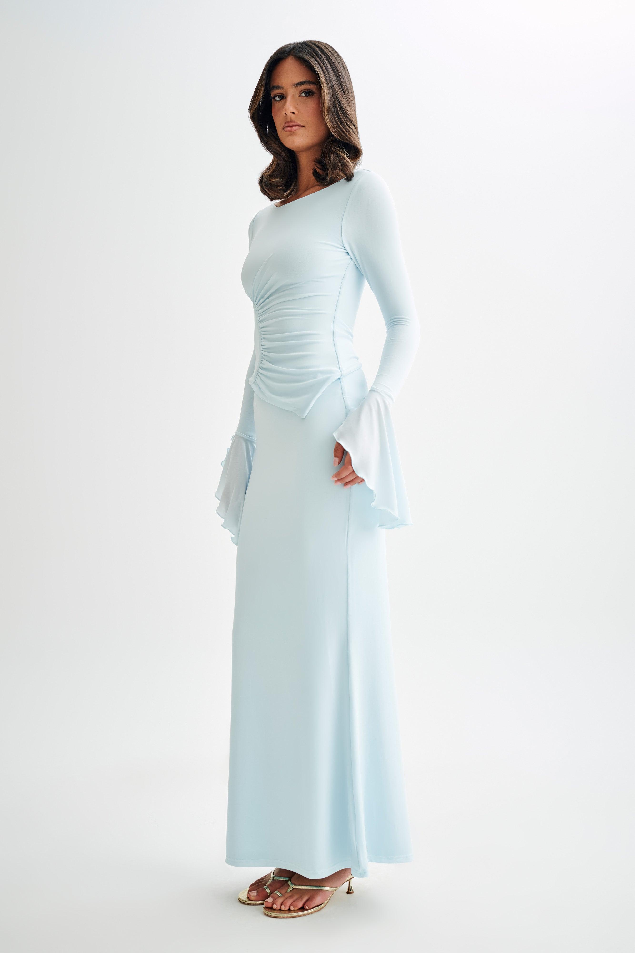 Stevie Bell Sleeve Slinky Top - Sky Blue Product Image