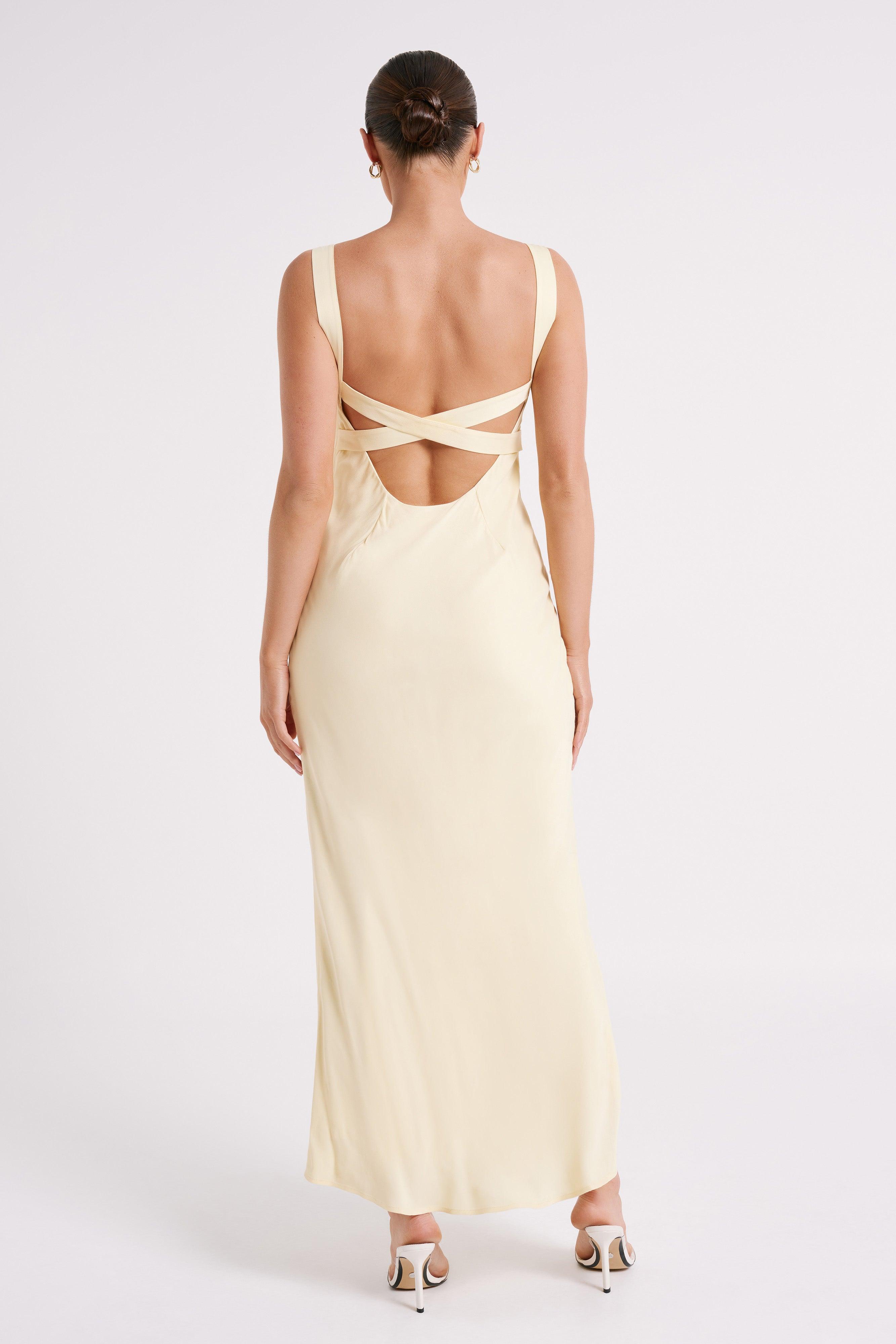 Ensley Satin Maxi Dress - Light Yellow Product Image