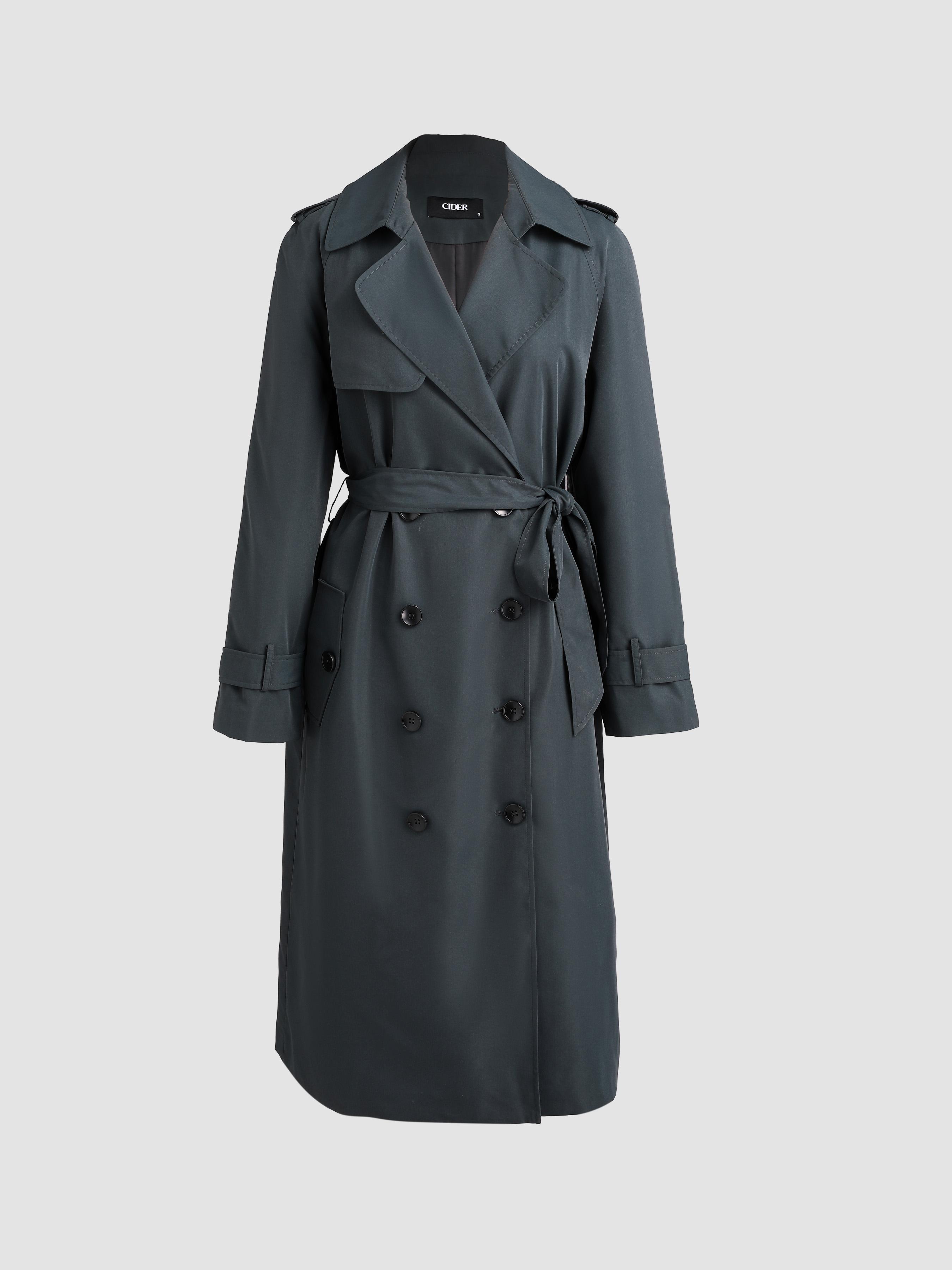 Collar Pocket Trench Coat With Belt Product Image