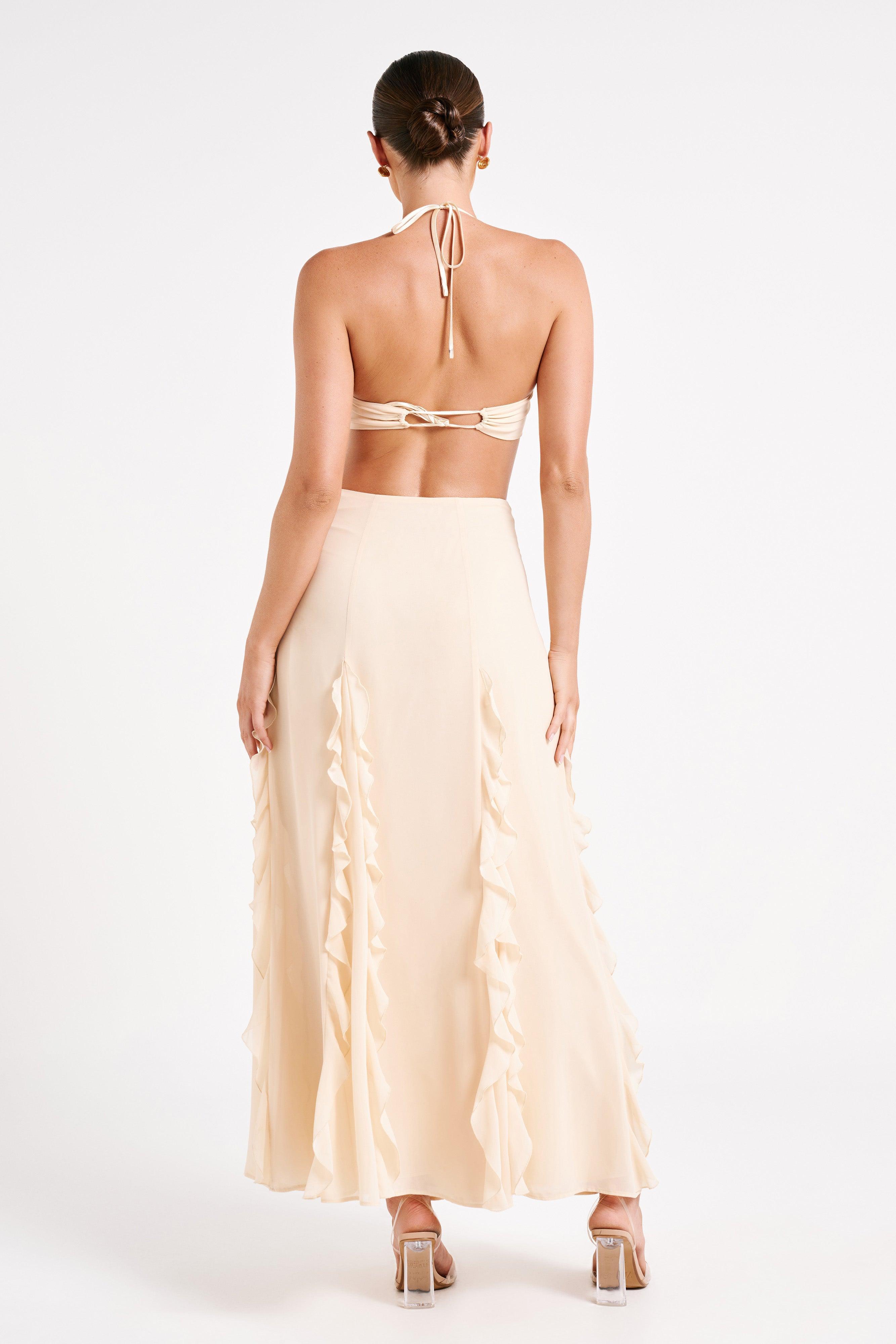 Ines Twisted Linen Crop Top - Sand Product Image