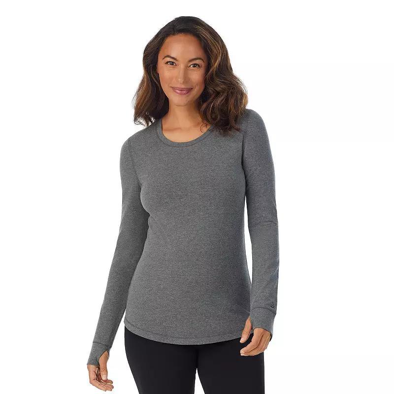 Womens Cuddl Duds Cottonwear Long Sleeve Scoop Neck Top Dark Grey Heather Product Image