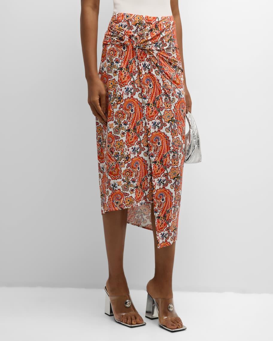 Paisley U-Ring Wrap Midi Skirt Product Image