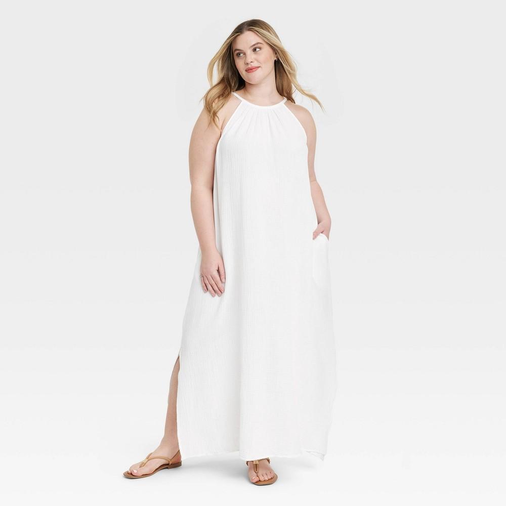 Womens Scoop Back Maxi Shift Dress - Universal Thread White 1X Product Image