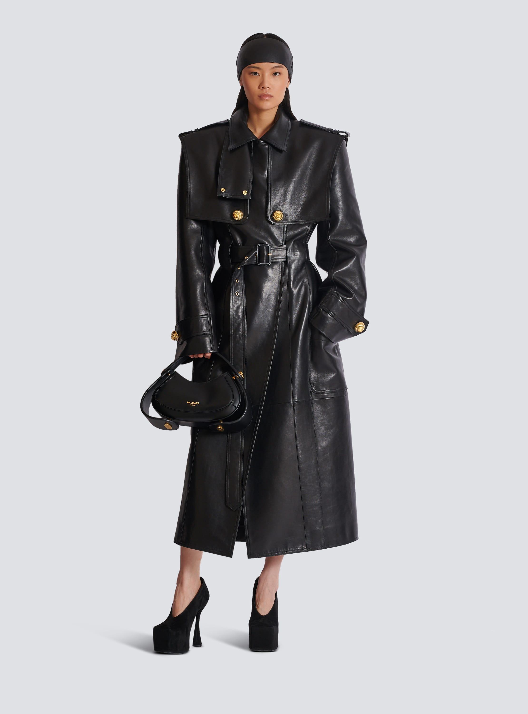 Belted trench coat in lambskin leather Product Image