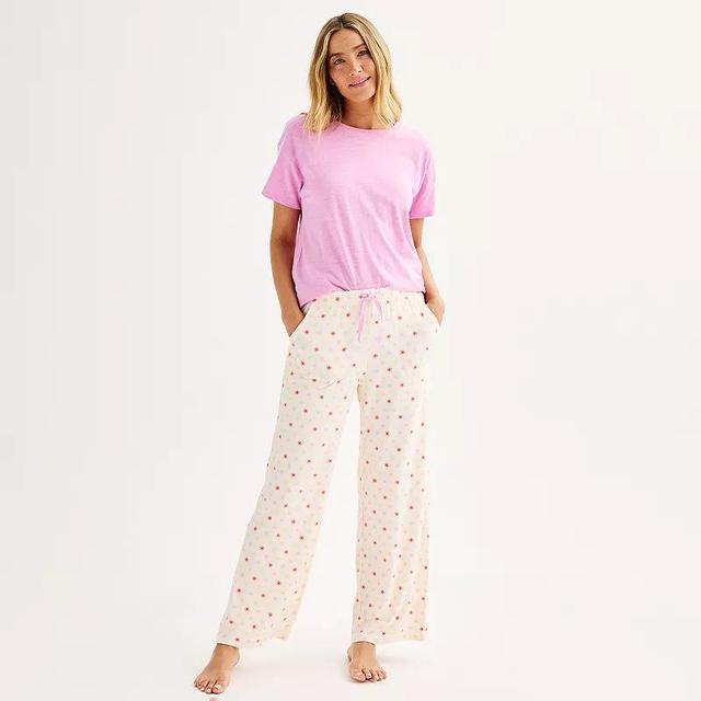 Womens Sonoma Goods For Life Pajama Top & Pajama Pants Set Ivory Sunny Product Image