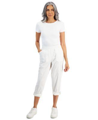 Women's Twill Cuffed Pull-On Cargo Pants, Created for Macy's Product Image