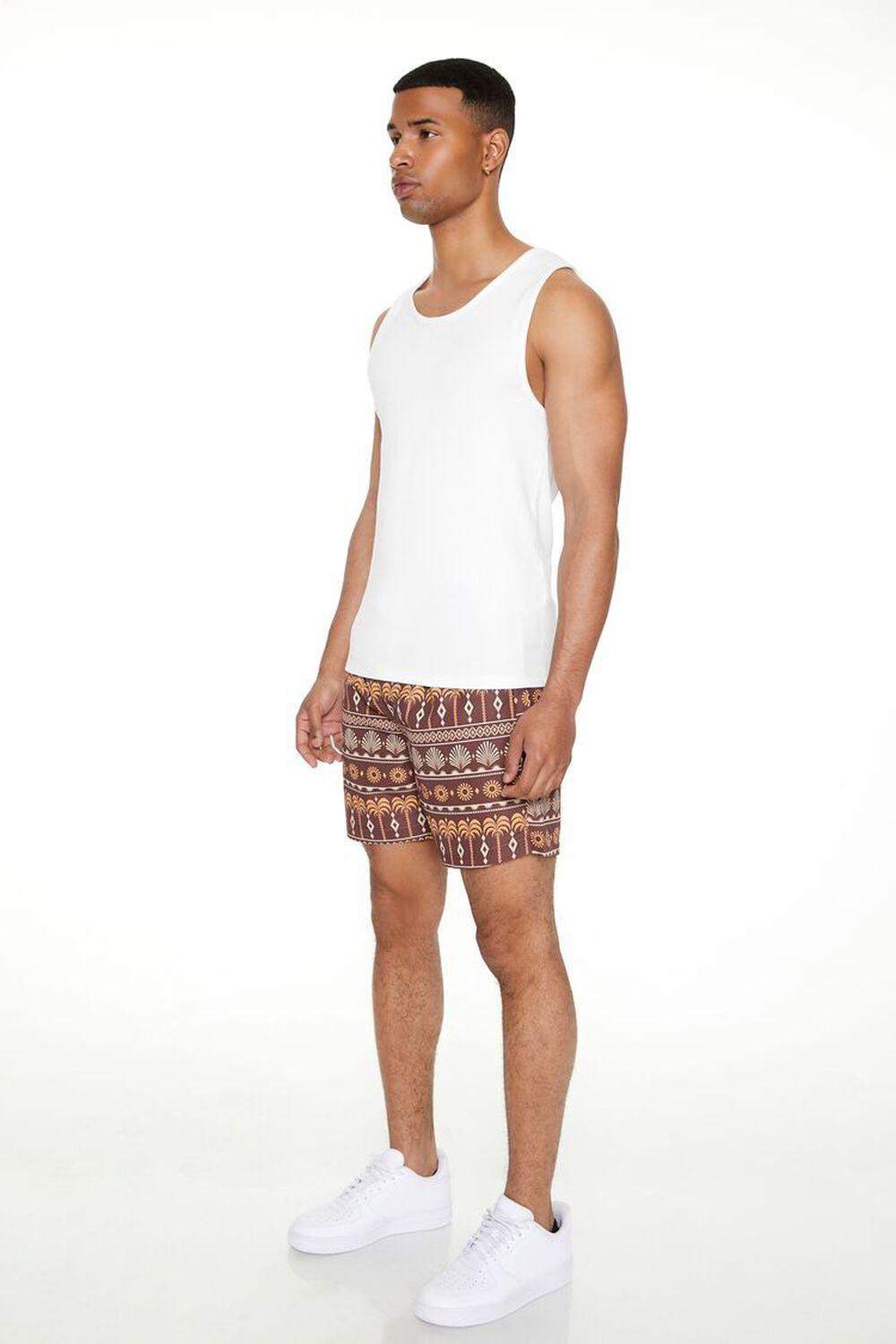 Geo Palm Tree Print Swim Trunks | Forever 21 Product Image