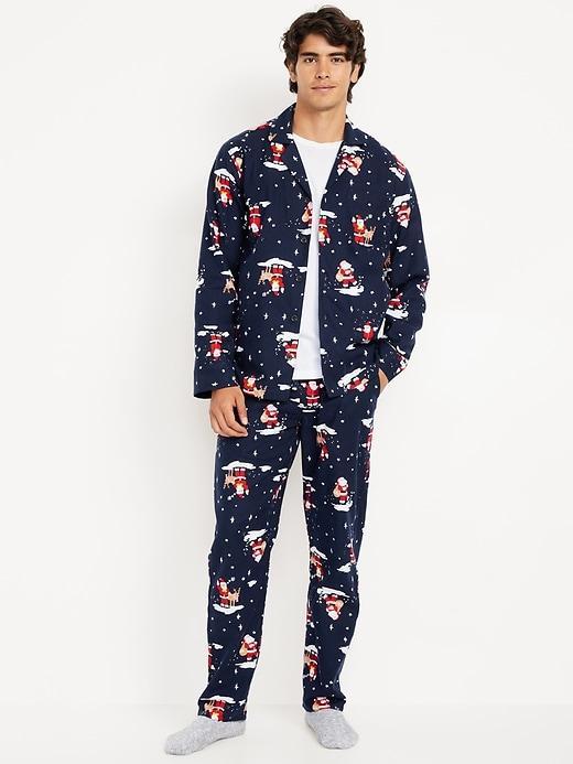 Printed Flannel Pajama Set Product Image