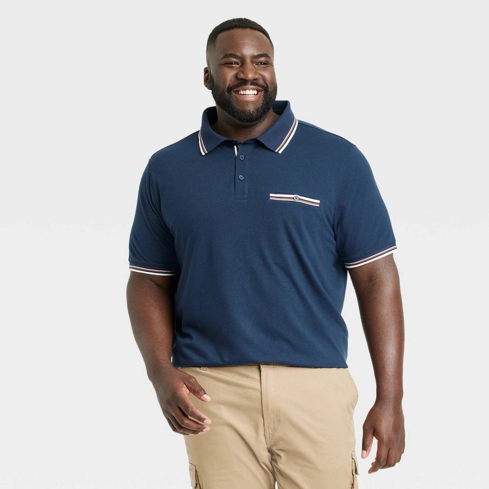 Mens Big & Tall Short Sleeve Polo Shirt - Goodfellow & Co Navy Blue 4XL Product Image