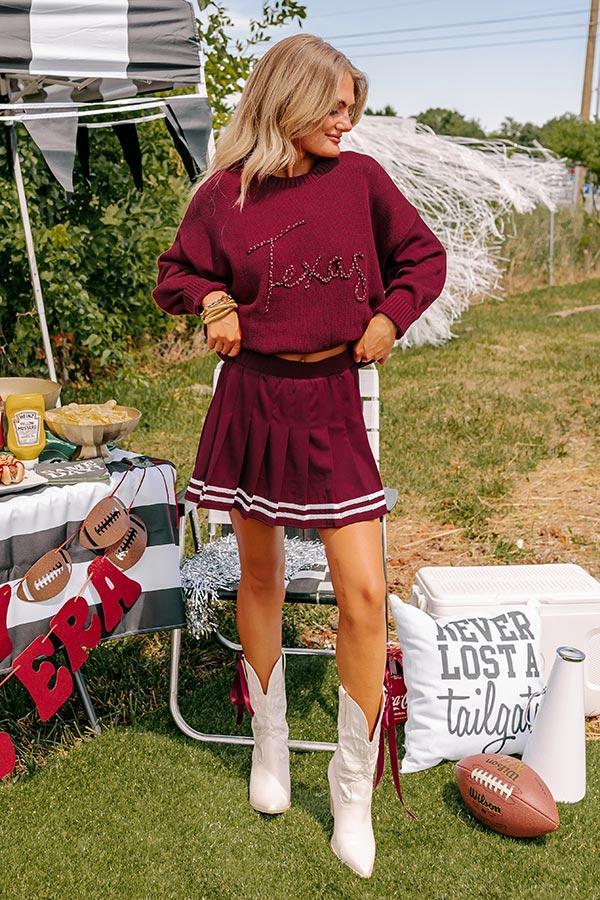 Pep Squad High Waist Pleated Skort in Maroon Product Image