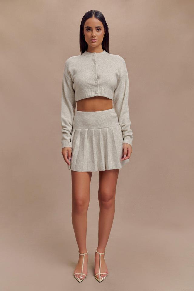 Dionne Pleated Knit Mini Skirt - Heather Grey Marle Product Image