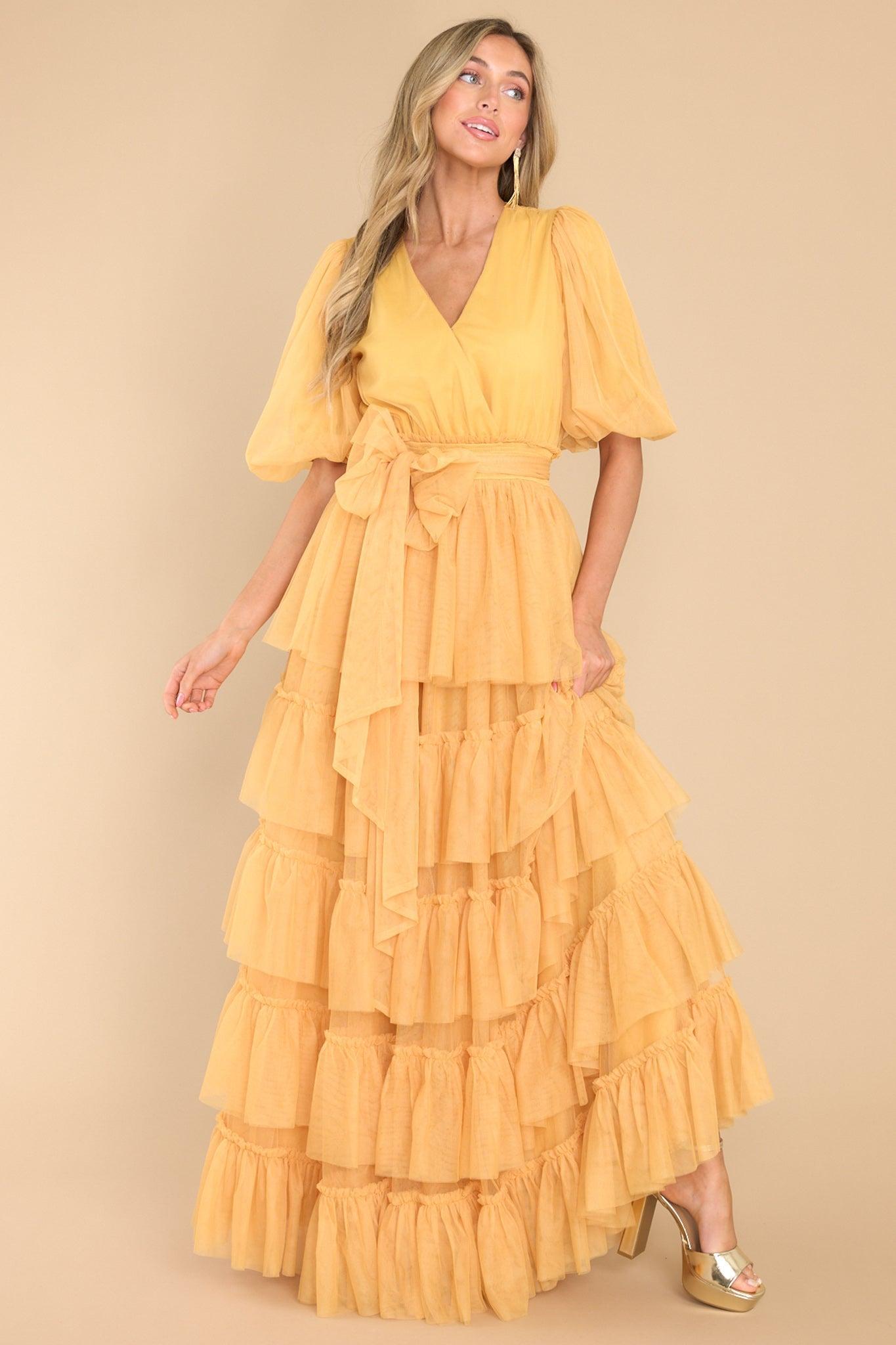 Aura A Beautiful Feeling Yellow Maxi Dress Product Image