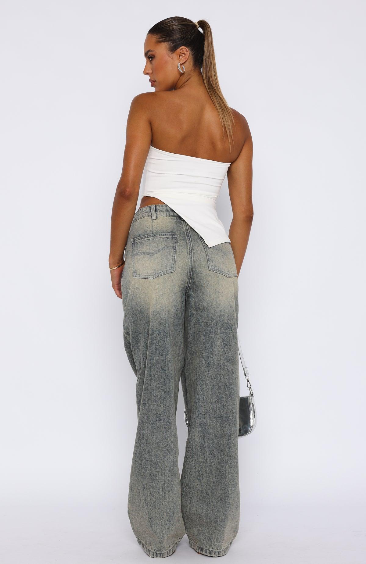 Willow Mid Rise Wide Leg Jeans Sand Product Image