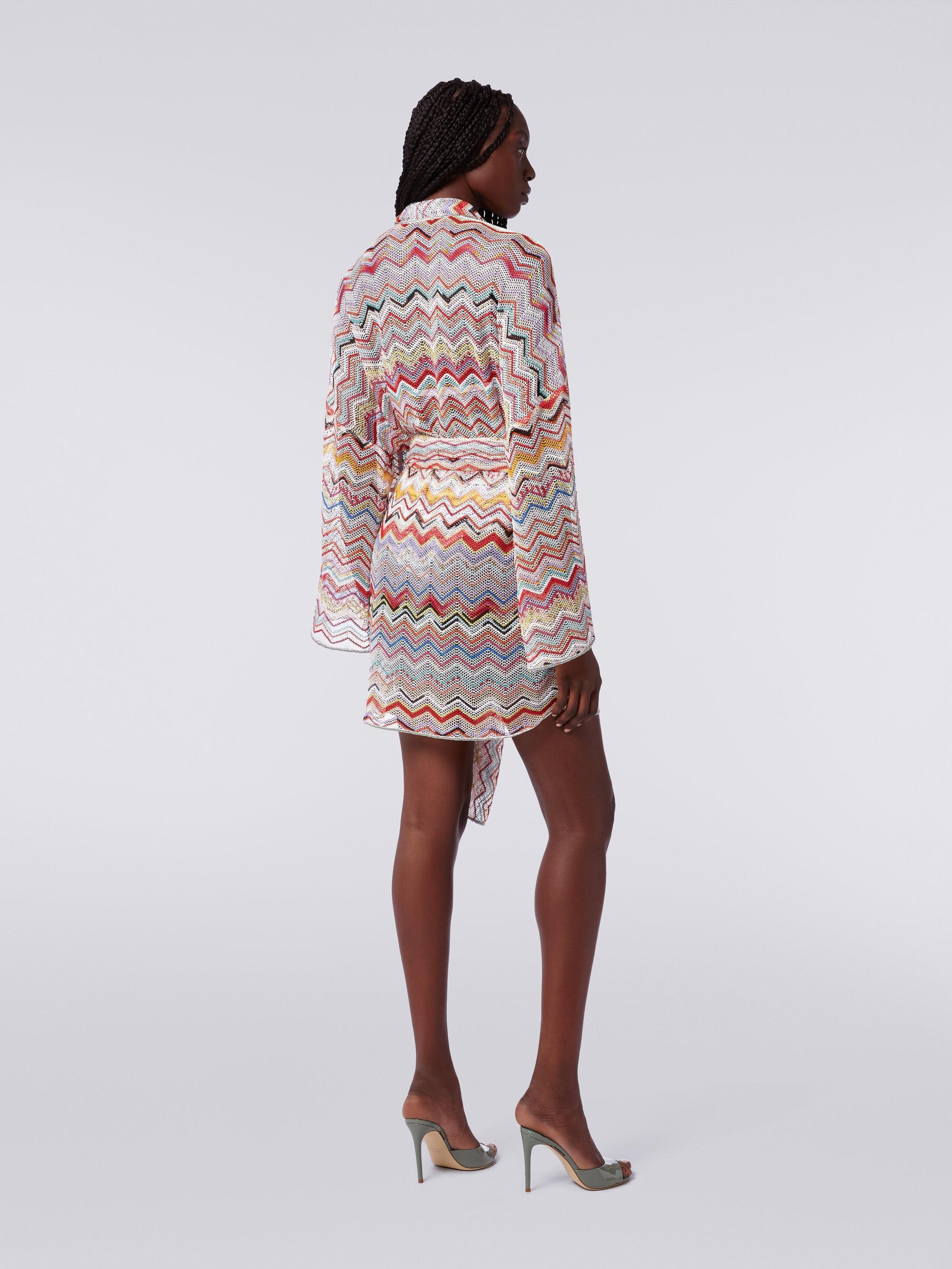 Dressing gown cover up in zigzag crochet with lurex Product Image