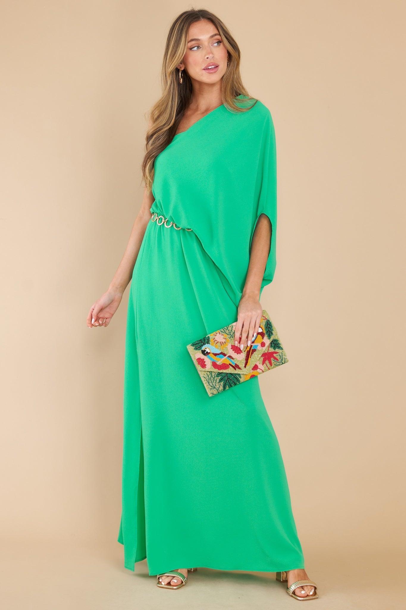 Get Obsessed Green Maxi Dress Product Image