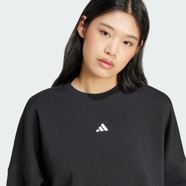 adidas Essentials Small Logo Feelcozy Sweatshirt Black 2XL Womens Product Image