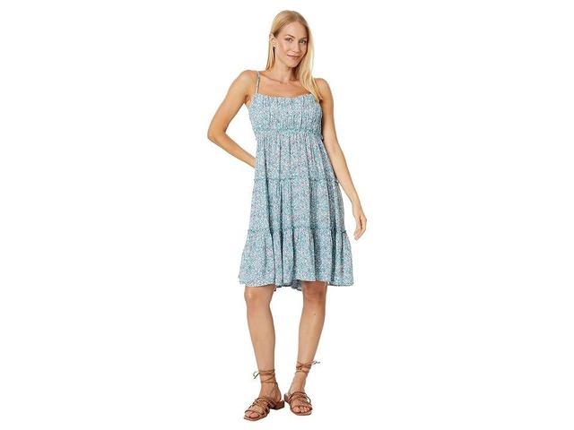 Lucky Brand Women's Tiered Floral Mini Dress, Blue, Large Product Image