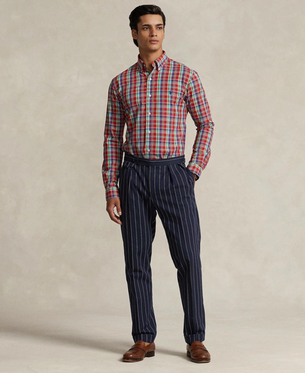 Men's Classic-fit Plaid Stretch Poplin Shirt In Red,blue Multi Product Image