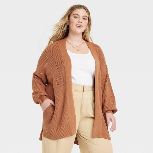 Womens Open-Front Cardigan - Universal Thread Light Brown 4X Product Image