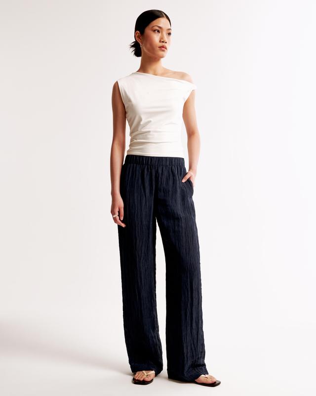 Crinkle Textured Pull-On Pant Product Image