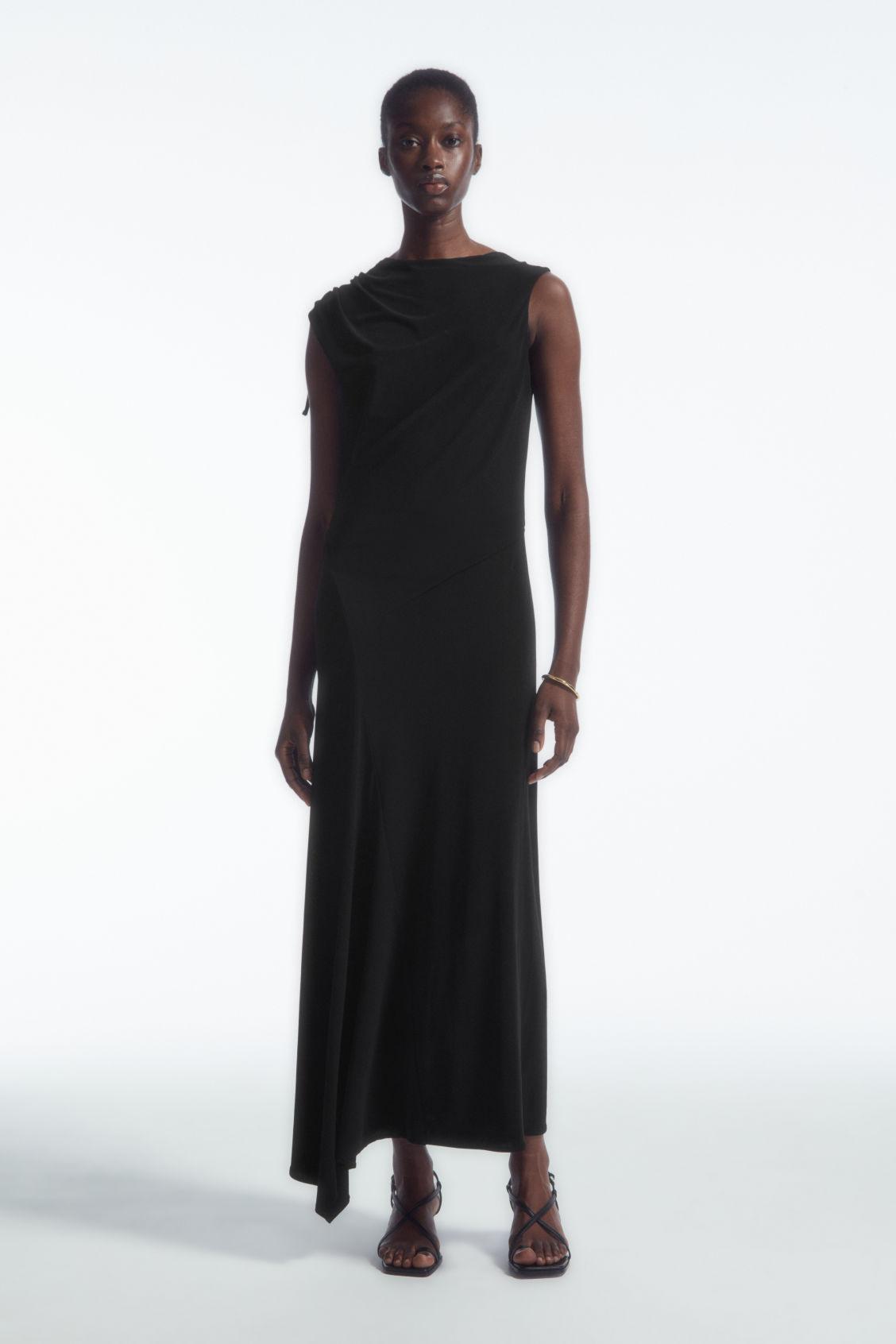 ASYMMETRIC COWL-NECK MAXI DRESS Product Image