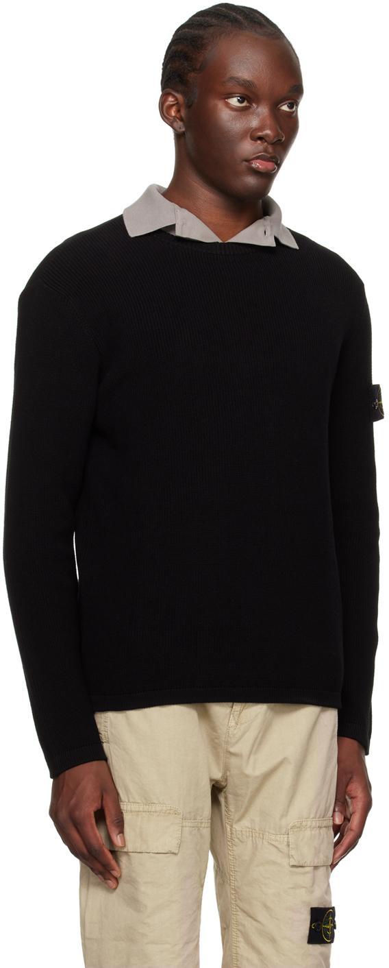 STONE ISLAND Black Patch Sweater In V0029 Black Product Image