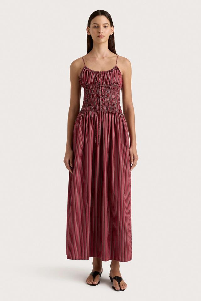 Aya String Maxi Dress Wine Stripe Product Image