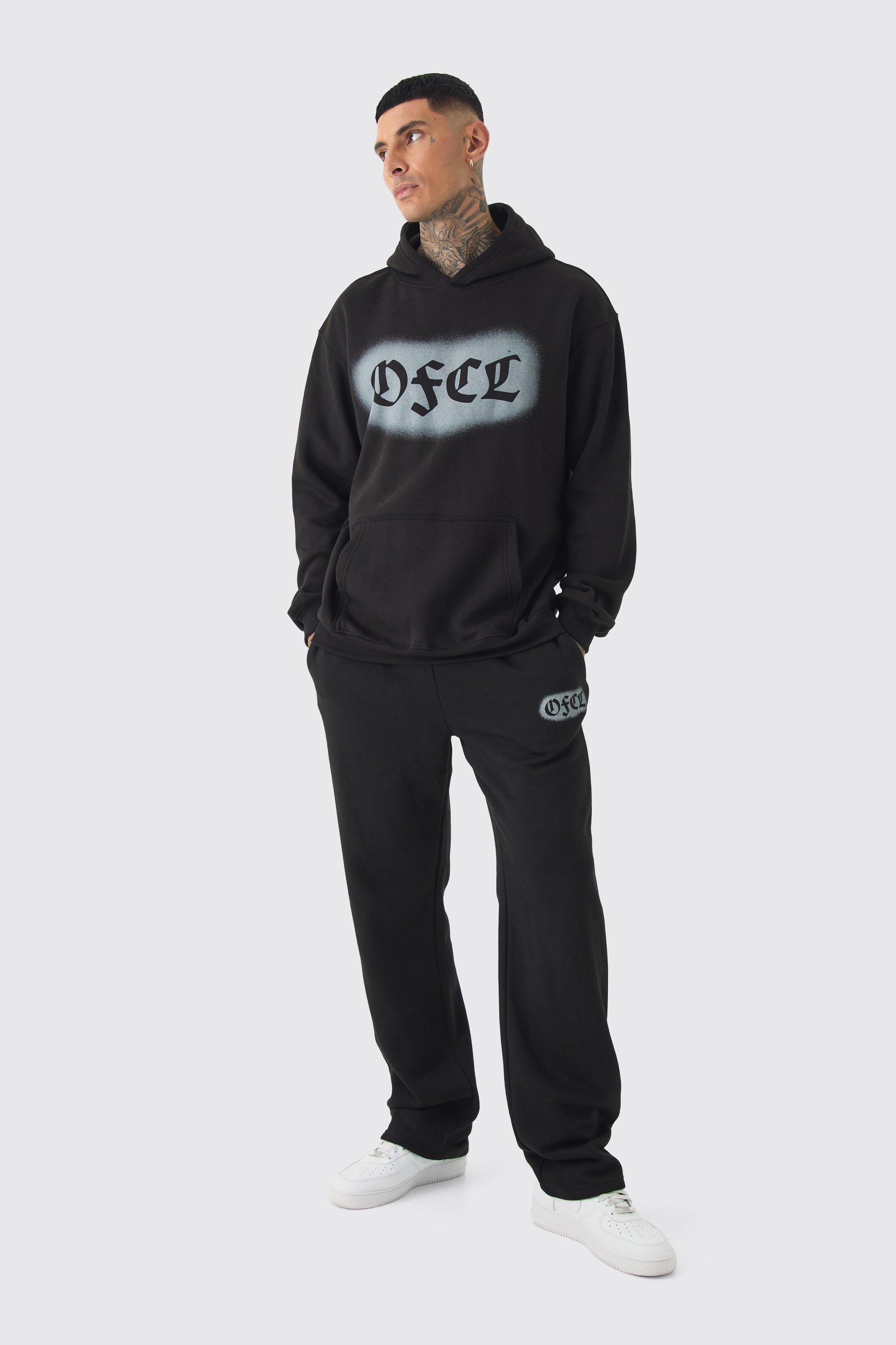 Tall OFCL Spray Hoodie & Relaxed Fit Sweatpants Tracksuit | boohooMAN USA Product Image