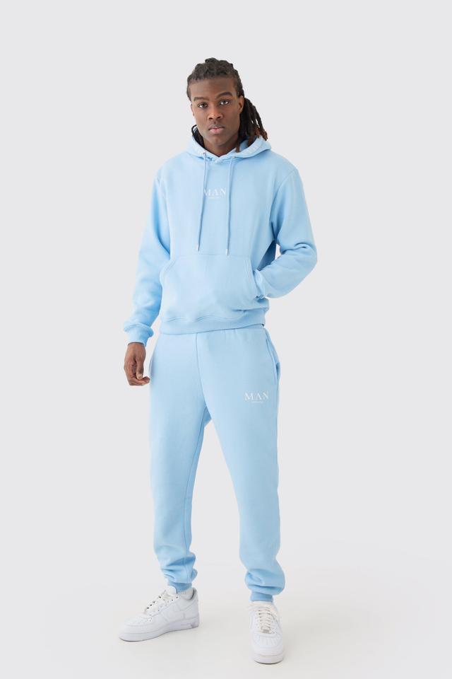 Man Roman Hooded Rib Tracksuit | boohooMAN USA Product Image