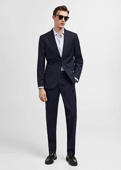 MANGO MAN - Stretch fabric slim-fit suit pants dark navyMen Product Image