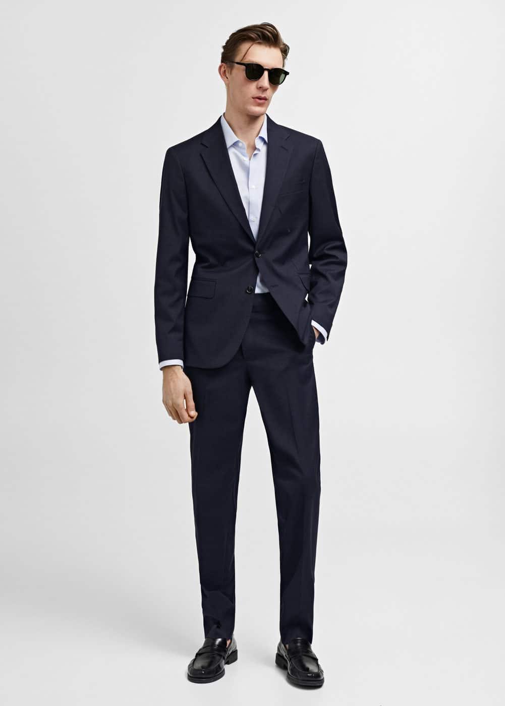 MANGO MAN - Stretch fabric slim-fit suit pants dark navyMen Product Image