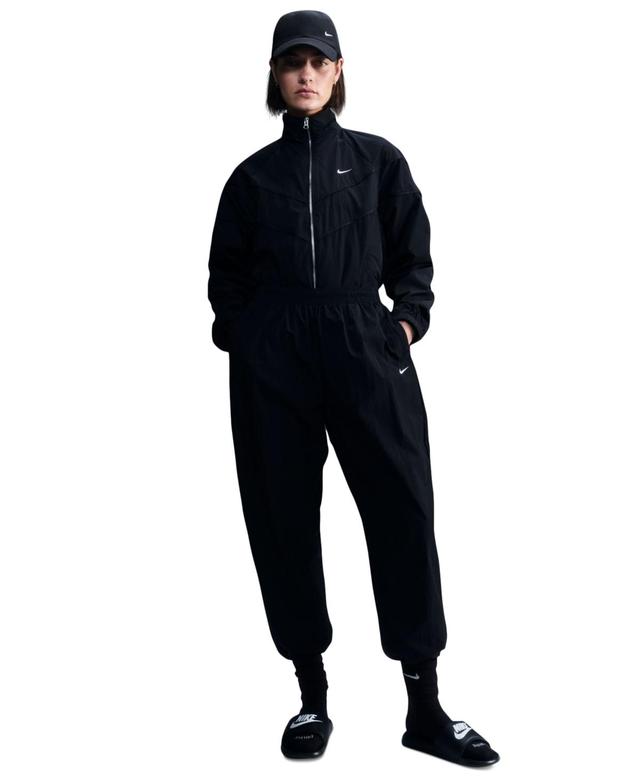 Nike Womens Nike Windrunner Woven Full-Zip Jacket - Womens Black/White Product Image