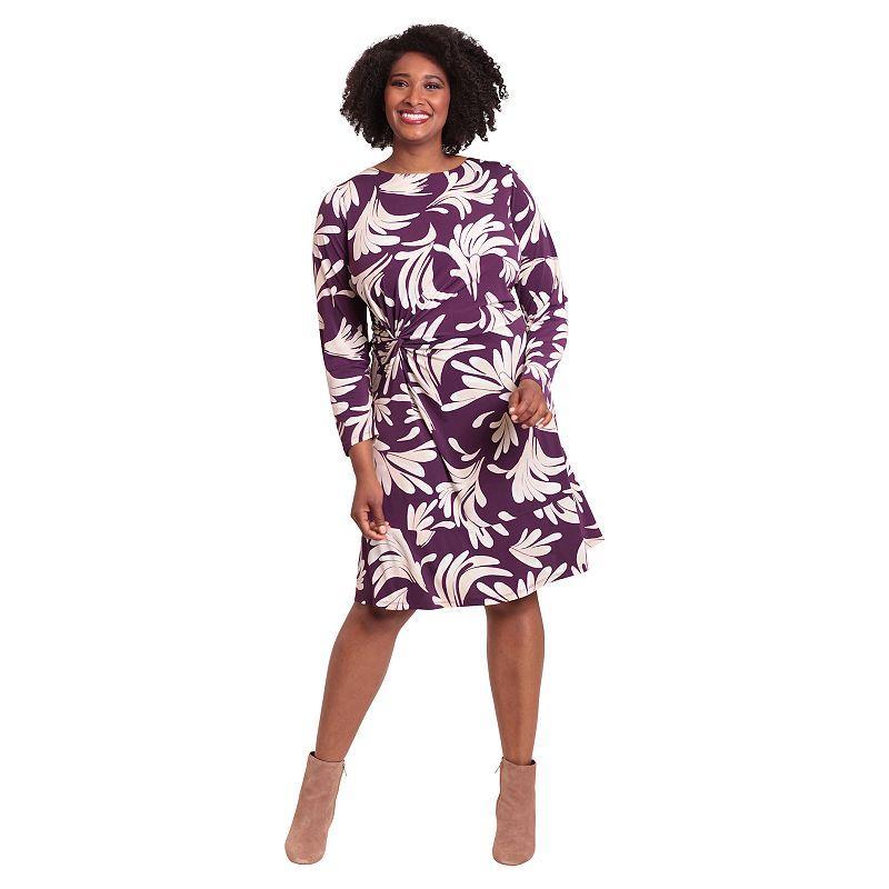 Plus Size London Times Side Twist Flounce Dress, Womens Purple Product Image