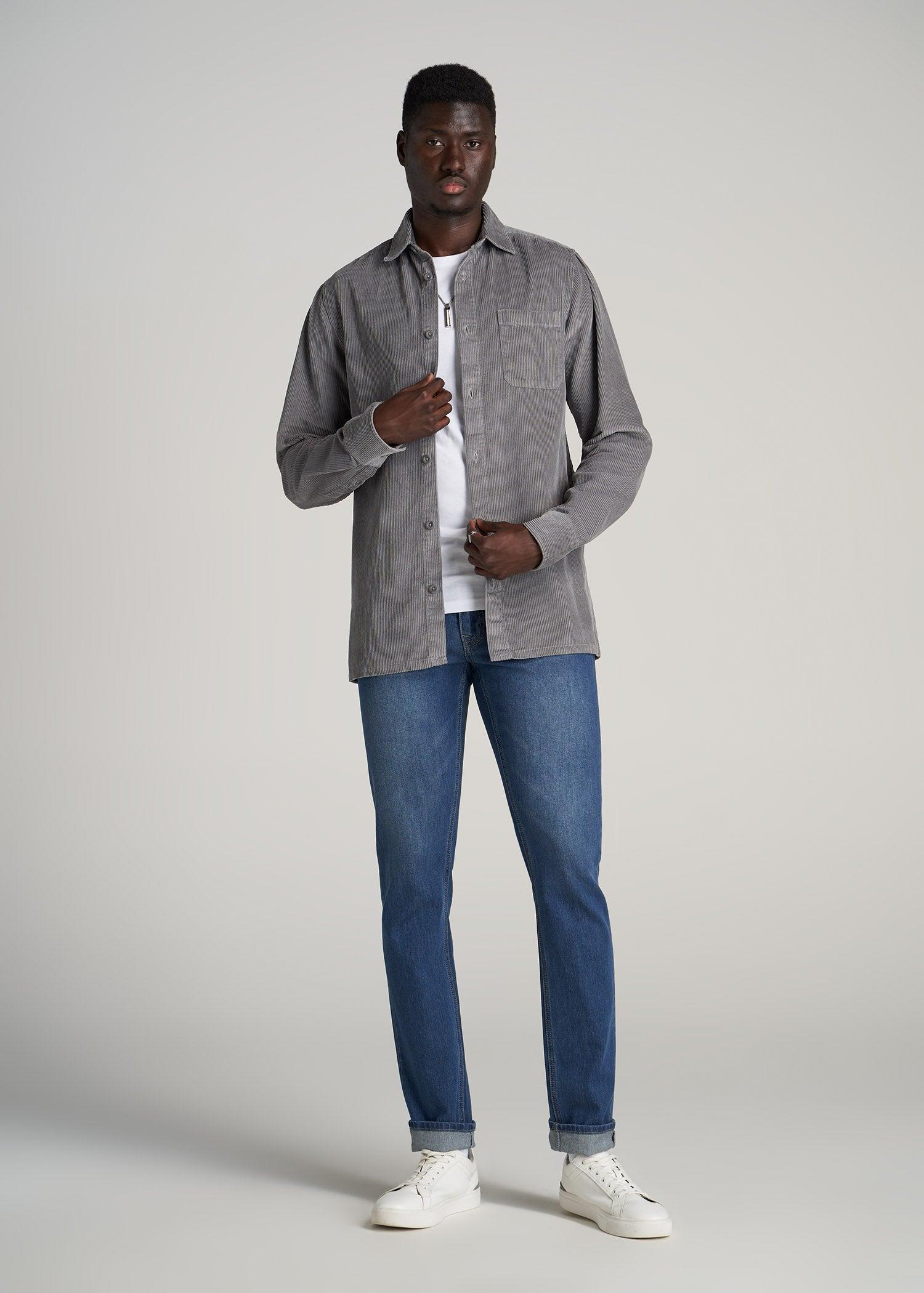 LJ&S Corduroy Overshirt for Tall Men in Limestone Male Product Image