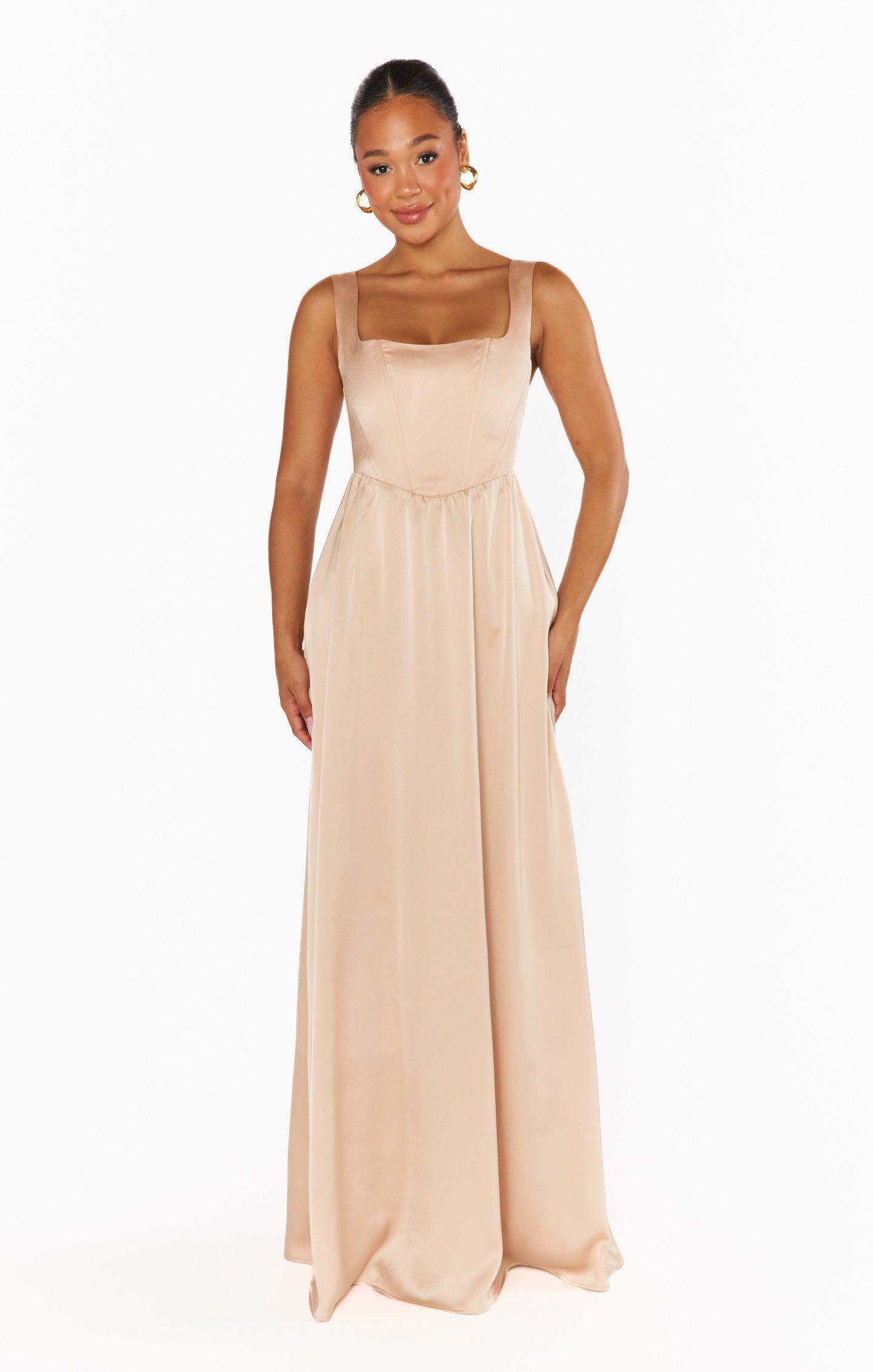 Nina Maxi Dress ~ Champagne Luxe Satin Product Image