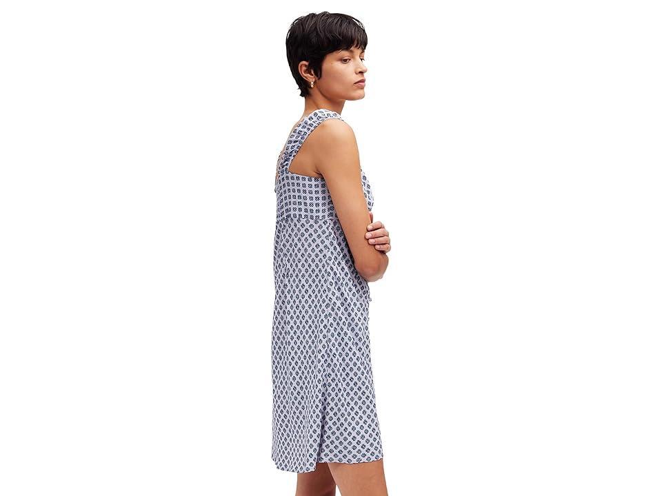 Madewell Cap-Sleeve Button-Front Mini Dress in Geometric Print (Washed Lavender) Women's Dress Product Image