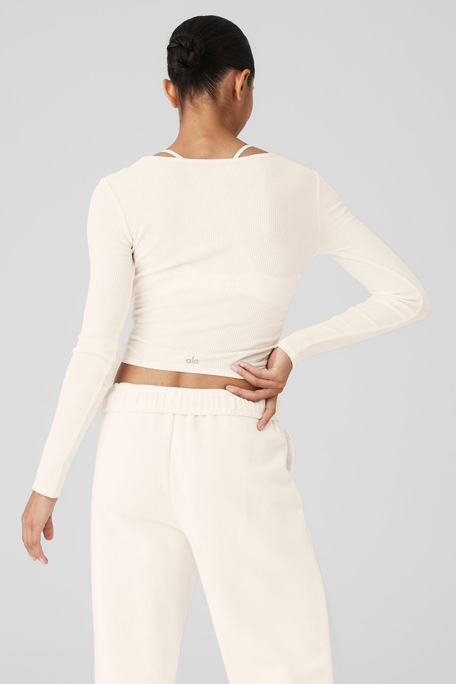 Alo Gather Long Sleeve Rib Crop Top Product Image