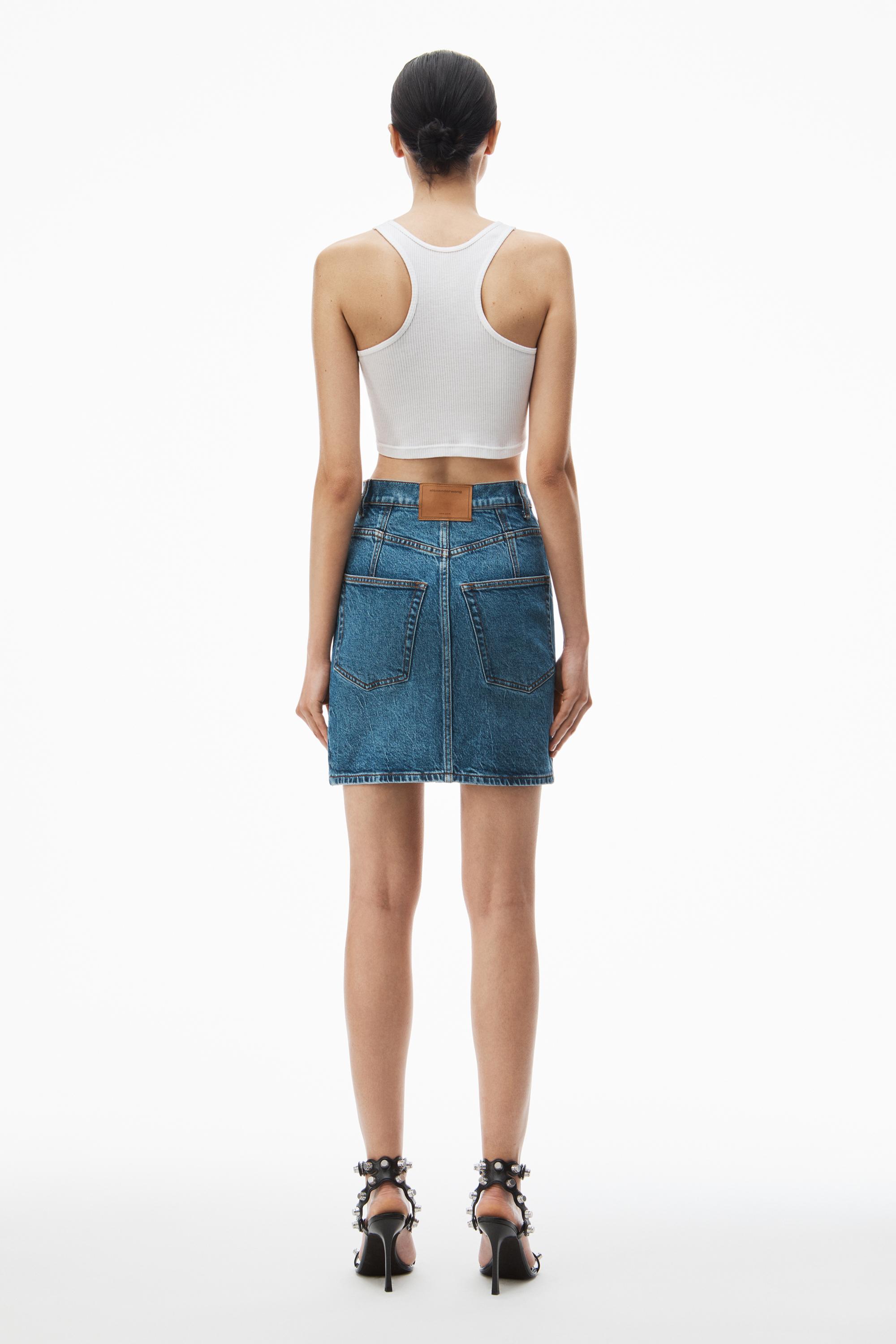 High-waist Miniskirt In Comfort Stretch Denim Product Image