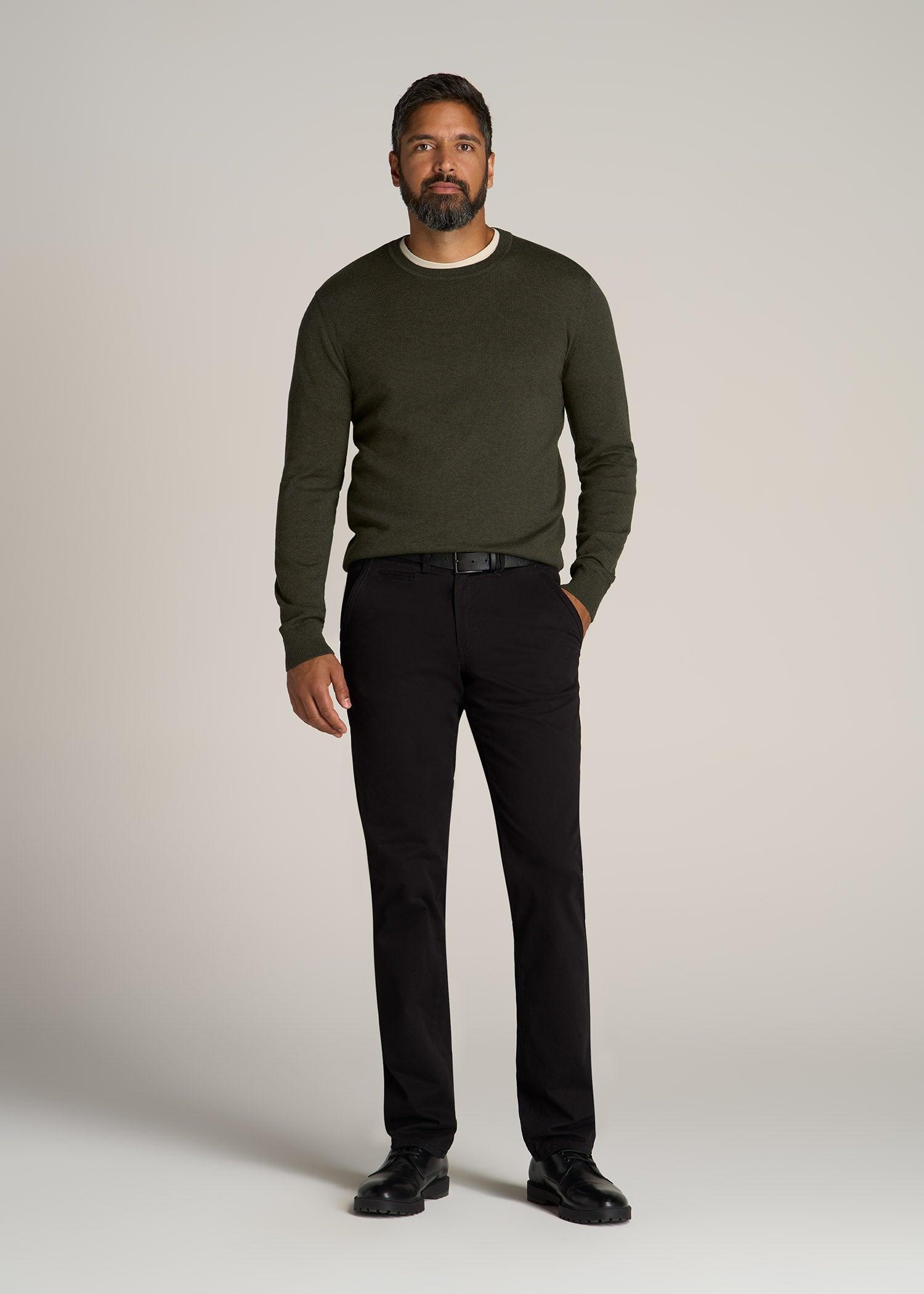 Everyday Crewneck Tall Men's Sweater in Dark Olive Green Product Image