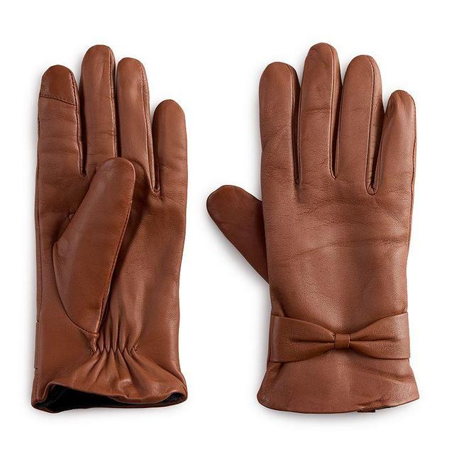 Womens Cuddl Duds Leather Bow Touchscreen Gloves Product Image