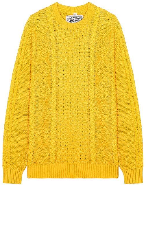 Schott Cableknit Sweater in Sunflower - Yellow. Size L (also in M, S, XL/1X). Product Image