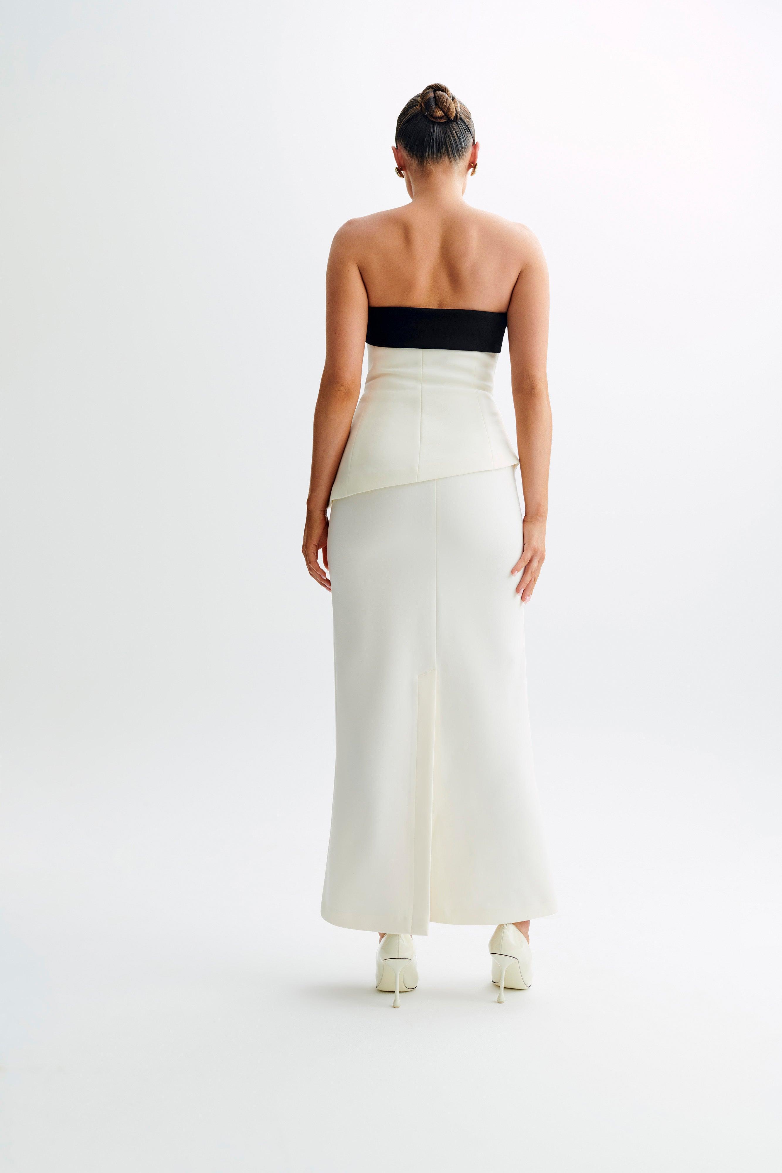 Micah Contrast Suiting Strapless Top - White Product Image