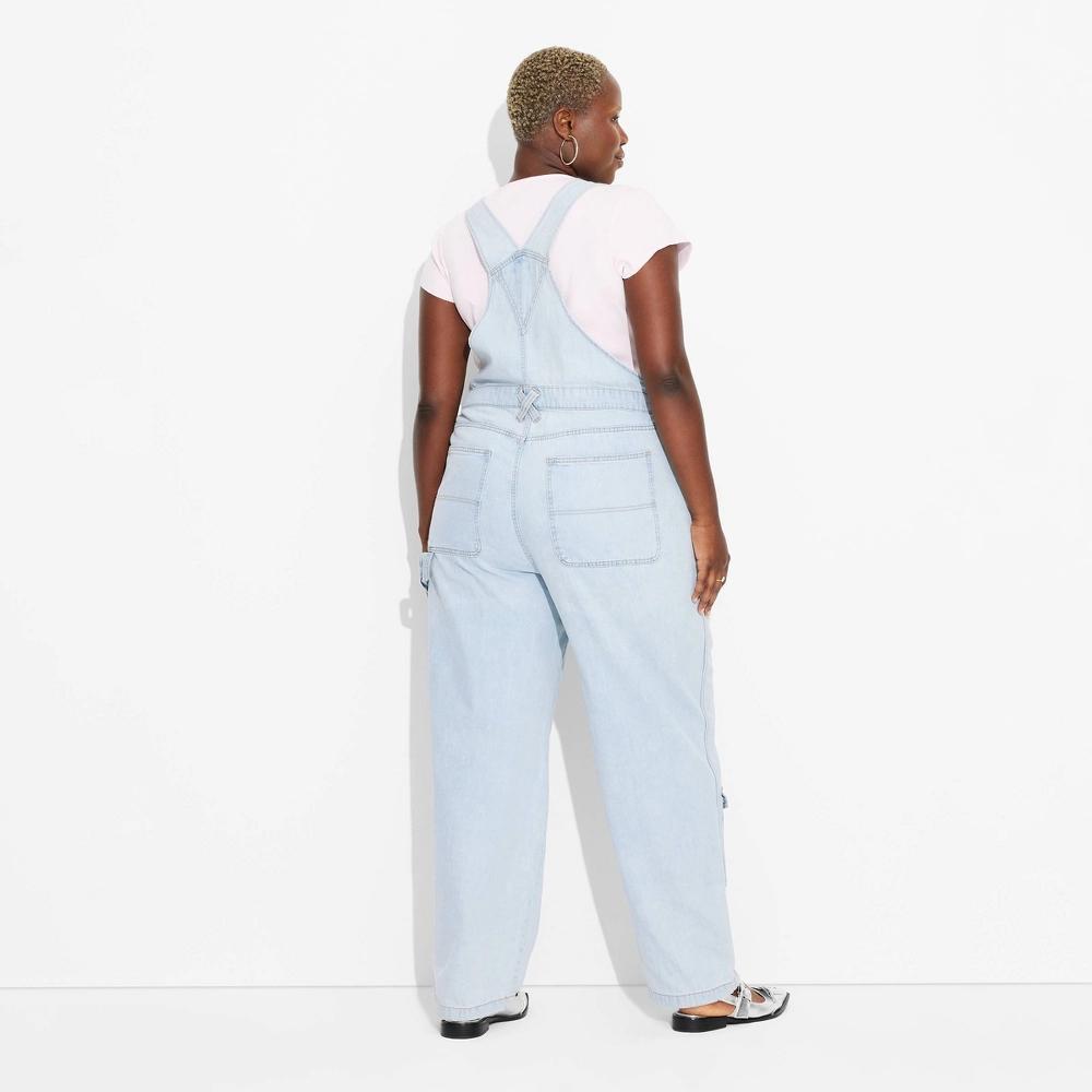 Women's Baggy Denim Overalls - Wild Fable™ Light Wash XXL Product Image