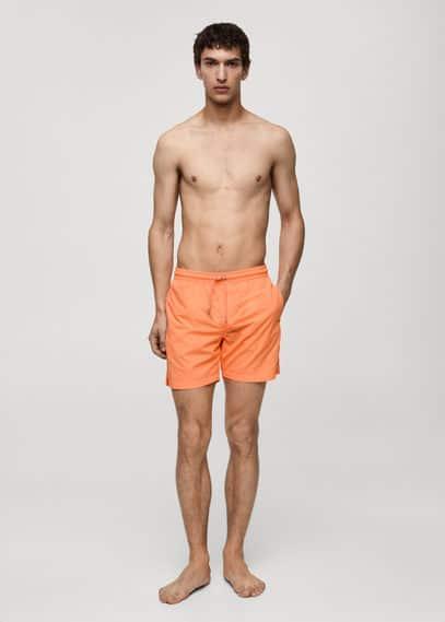 MANGO MAN - Plain lace swimsuit neon orangeMen Product Image