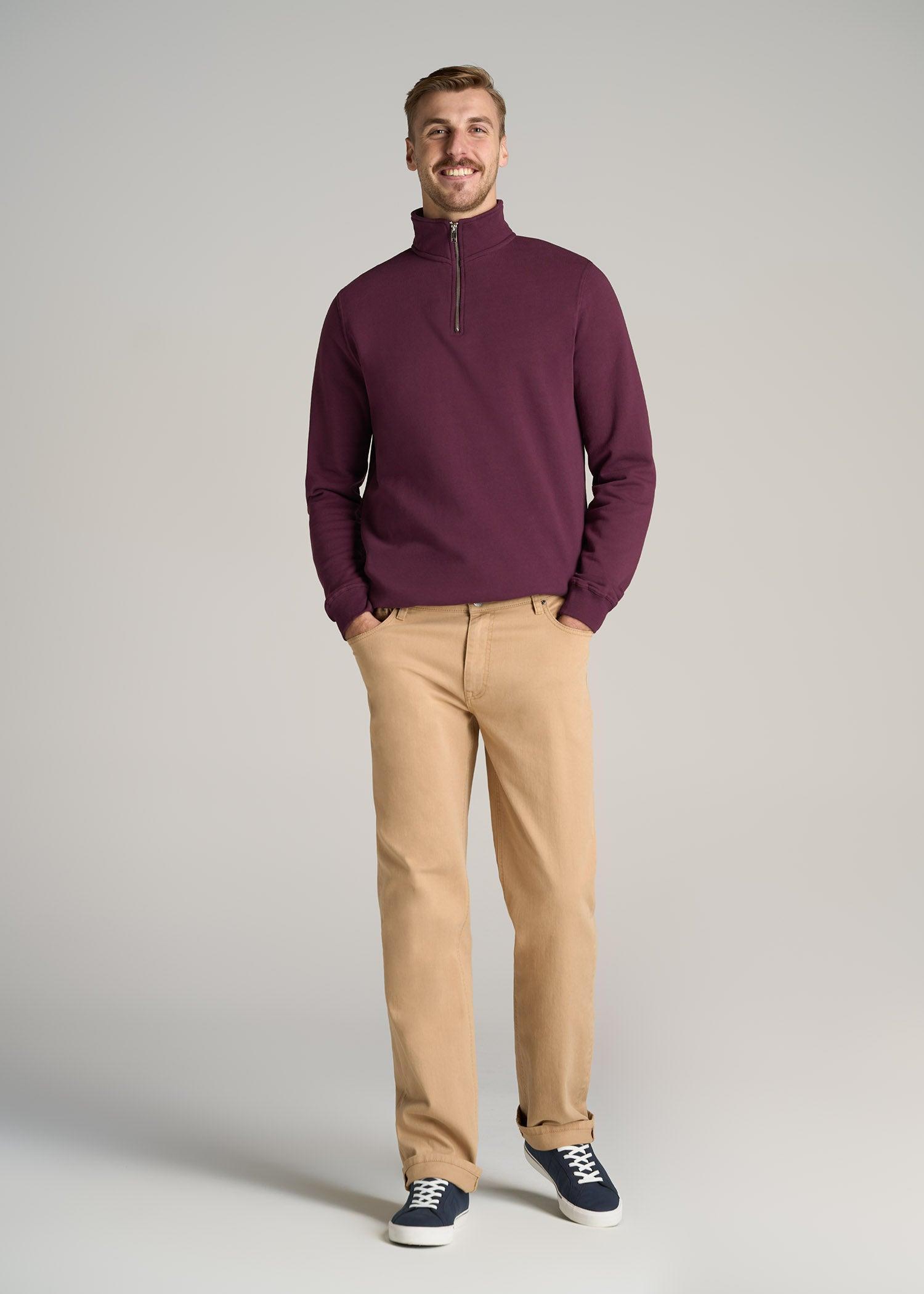 Wearever Fleece Quarter-Zip Tall Men's Sweatshirt in Maroon Product Image