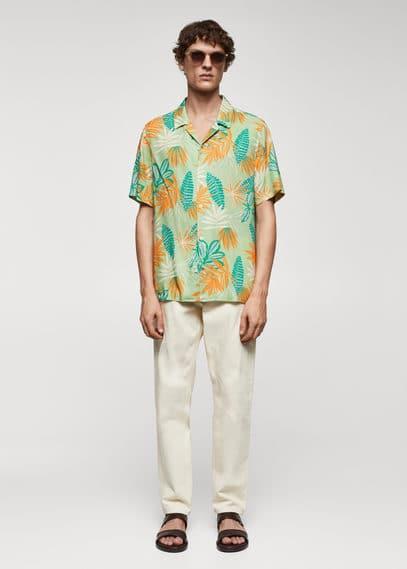 MANGO MAN - Printed fluid regular-fit shirt orangeMen Product Image