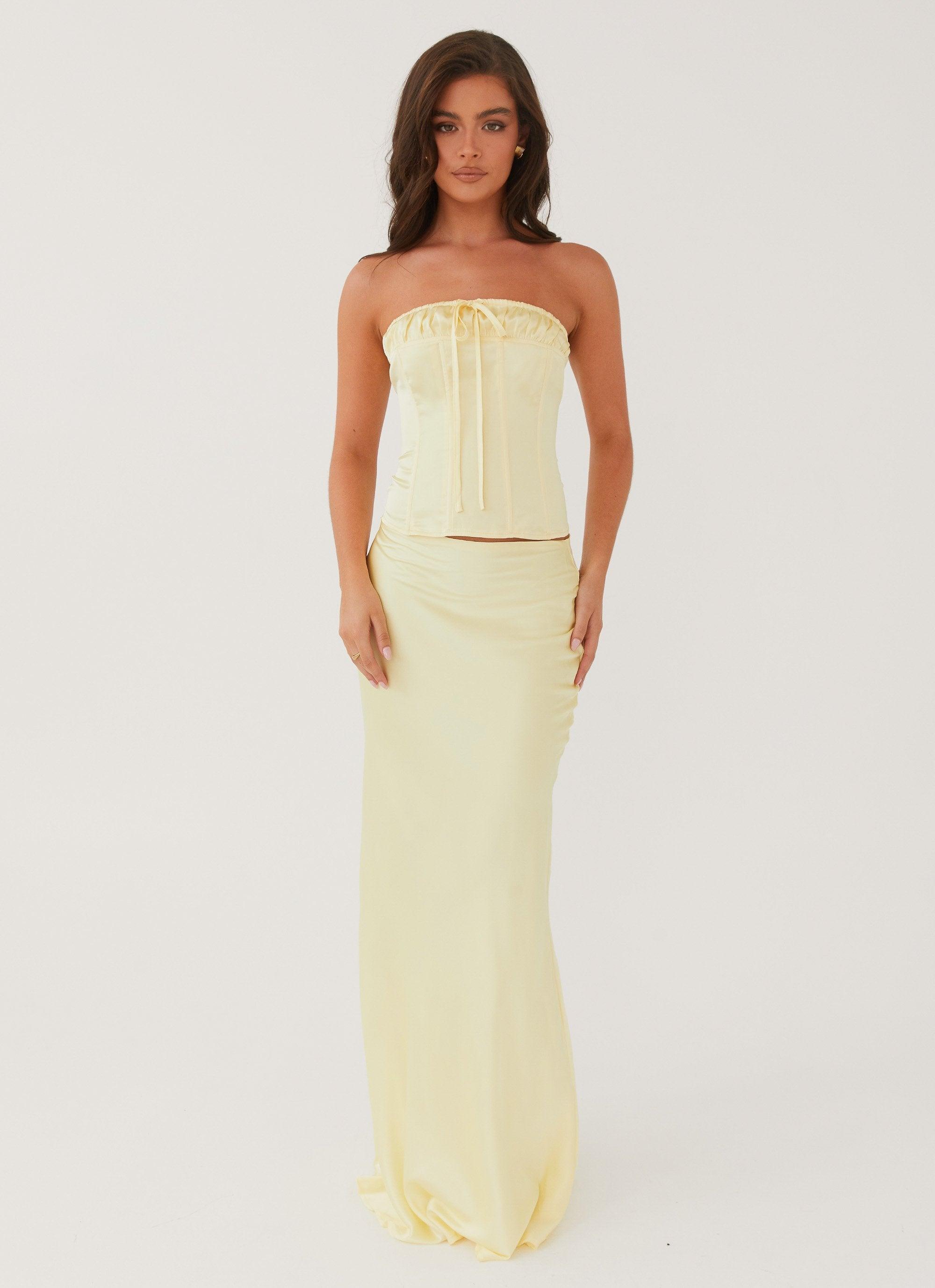 Golden Grace Bustier Top - Lemon Product Image