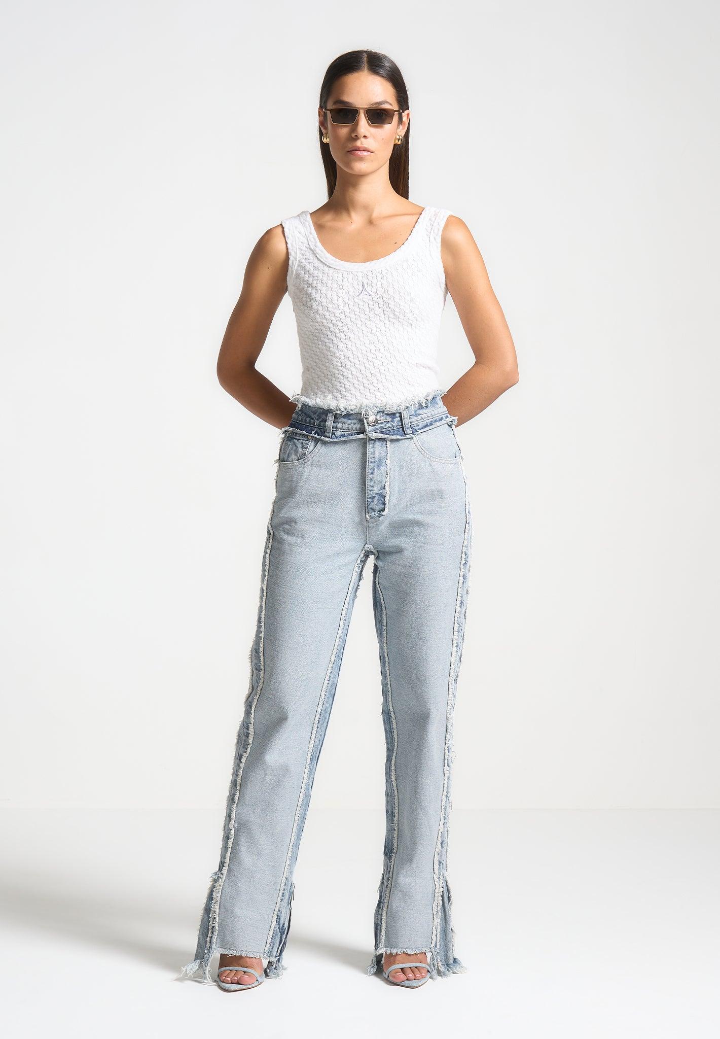 Distressed Mom Jeans - Mid Blue Female Product Image